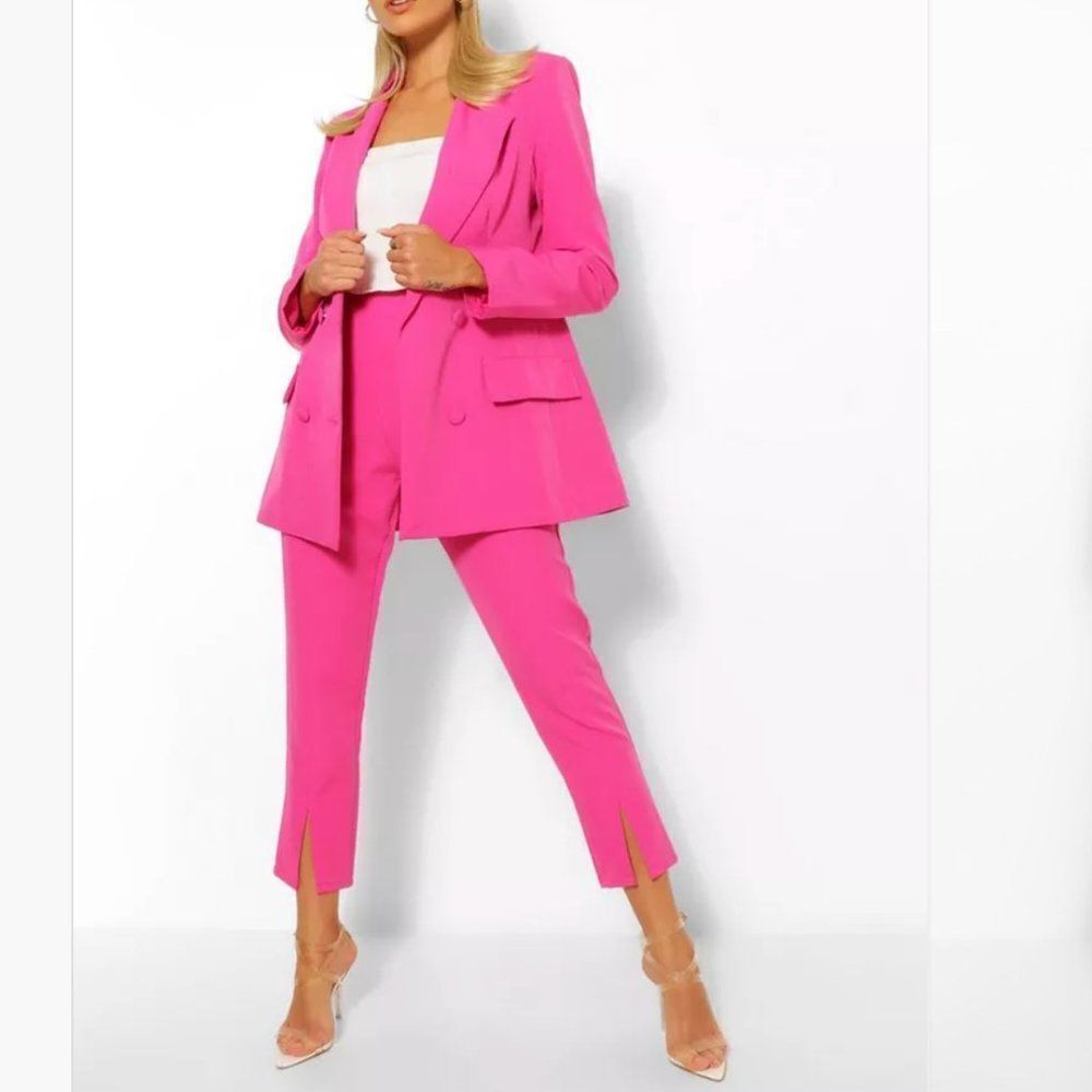 Boohoo SPLIT HEM TAILORED SKINNY PANTS - Sz US 6 NWT